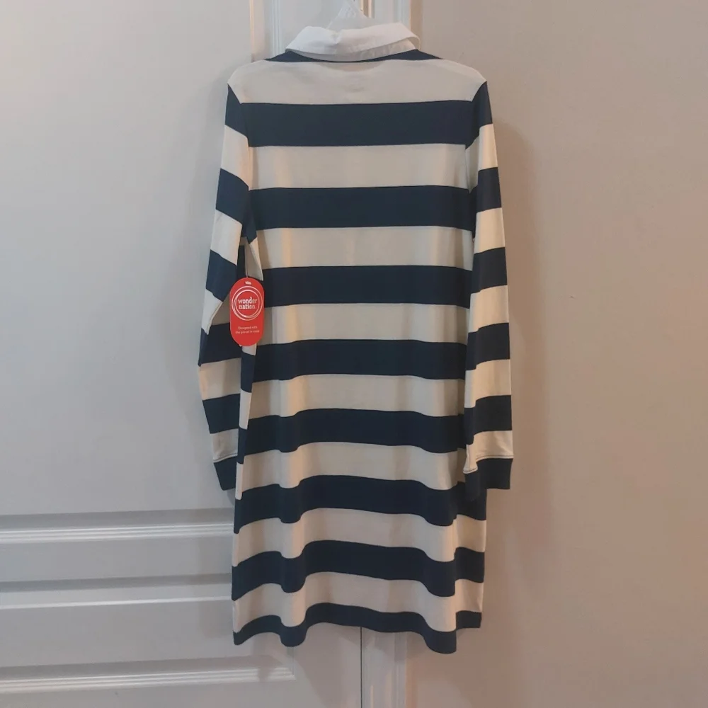 Wonder Nation Girls Navy Blue and White Striped Longsleeve Size XL 14/16 - Picture 2 of 13